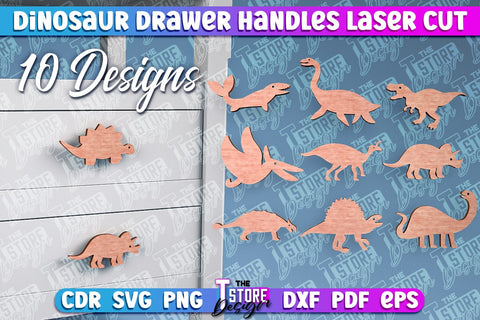 Dinosaur Drawer Handles Laser Cut | Laser Cut SVG Design | CNC Files SVG The T Store Design 