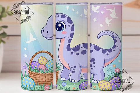 Dinosaur Easter Egg Hunt Tumbler Wrap Sublimation sassyprint 