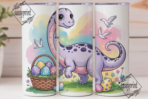 Dinosaur Easter Egg Hunt Tumbler Wrap Sublimation sassyprint 