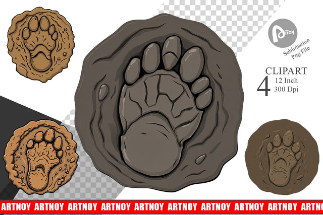 Dinosaur Footprint Clipart Sublimation artnoy 