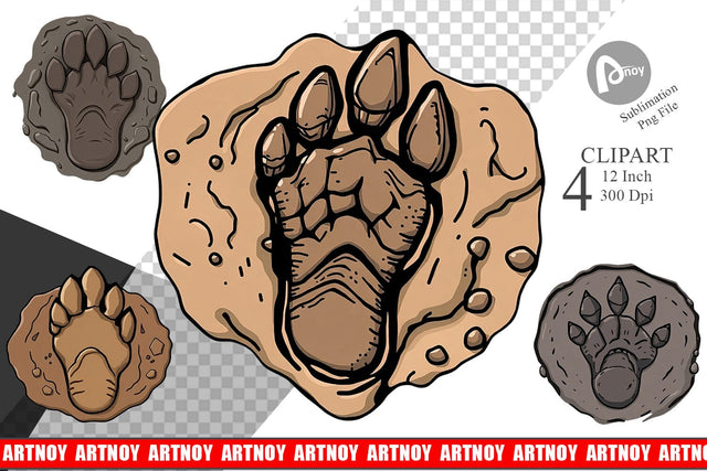 Dinosaur Footprint Clipart Sublimation artnoy 