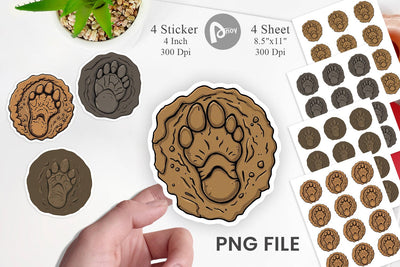 Dinosaur Footprint Sticker Sublimation artnoy 