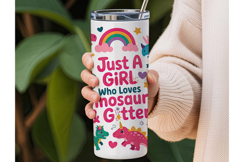 Dinosaur Glitter Tumbler Wrap PNG Sublimation DesignSVG 