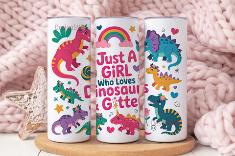 Dinosaur Glitter Tumbler Wrap PNG Sublimation DesignSVG 