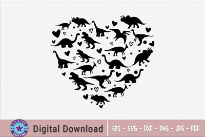 Dinosaur Heart SVG, Valentine Dinosaur SVG SVG FiveStarCrafting 