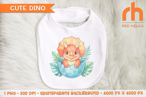 Dinosaur in an Egg Watercolor Clipart PNG, Nursery Art Sublimation RedHelgaArt 