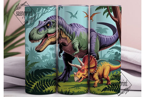 Dinosaur Jungle 20oz Tumbler Wrap Sublimation sassyprint 
