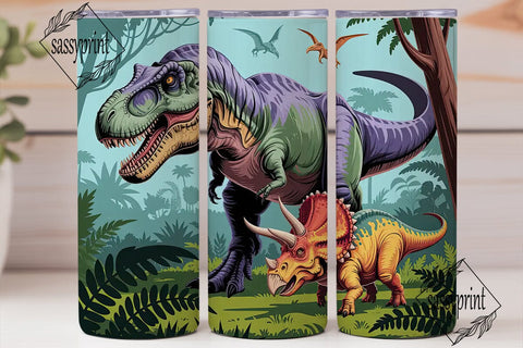 Dinosaur Jungle 20oz Tumbler Wrap Sublimation sassyprint 