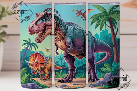 Dinosaur Jungle 20oz Tumbler Wrap Sublimation sassyprint 