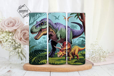 Dinosaur Jungle 20oz Tumbler Wrap Sublimation sassyprint 