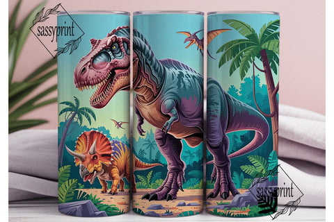 Dinosaur Jungle 20oz Tumbler Wrap Sublimation sassyprint 