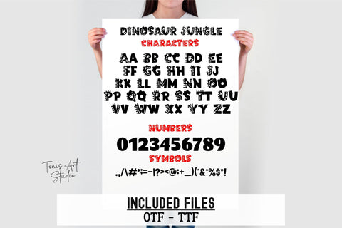 Dinosaur Jungle Font | SVG, OTF, TTF | Kids' Dino Alphabet SVG TonisArtStudio 