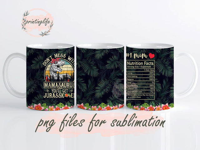 Dinosaur Mom Digital Design Download Mug Wrap Design, Mug Design PNG Sublimation PrintingLife 