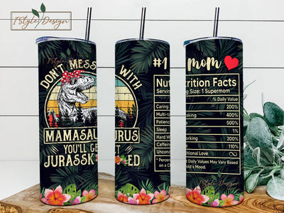 Dinosaur Mom Tumbler, Dinosaur Seamless Tumbler Template Sublimation Designs Downloads Sublimation iStyleDesign 