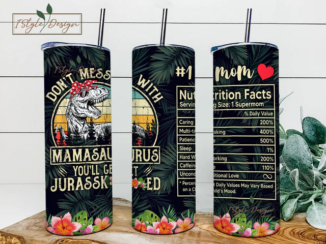 Dinosaur Mom Tumbler, Dinosaur Seamless Tumbler Template Sublimation Designs Downloads Sublimation iStyleDesign 
