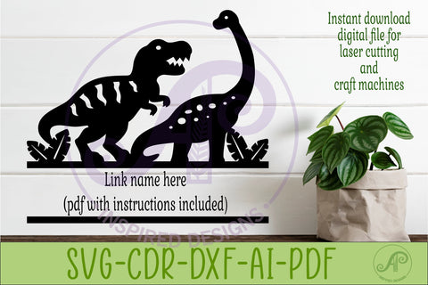 Dinosaur Name Sign SVG, Dinosaur Nursery Wall Art Laser Cut SVG APInspireddesigns 