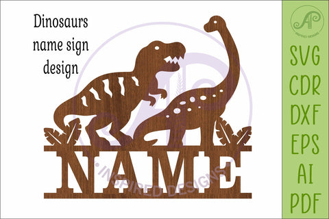Dinosaur Name Sign SVG, Dinosaur Nursery Wall Art Laser Cut SVG APInspireddesigns 