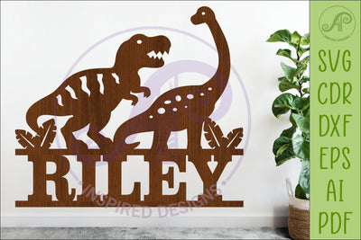 Dinosaur Name Sign SVG, Dinosaur Nursery Wall Art Laser Cut SVG APInspireddesigns 