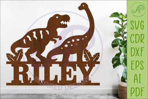 Dinosaur Name Sign SVG, Dinosaur Nursery Wall Art Laser Cut SVG APInspireddesigns 