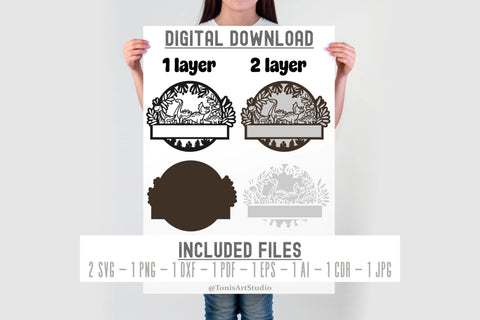 Dinosaur Name Sign SVG PNG DXF| Laser Cut Template SVG TonisArtStudio 