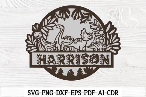 Dinosaur Name Sign SVG PNG DXF| Laser Cut Template SVG TonisArtStudio 
