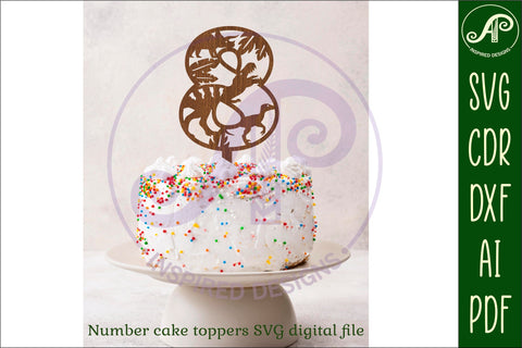 Dinosaur number cake toppers SVG cut files SVG APInspireddesigns 