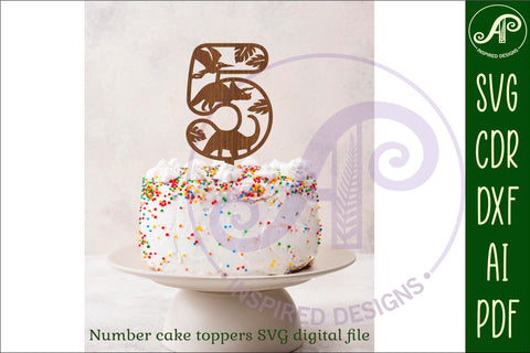Dinosaur number cake toppers SVG cut files SVG APInspireddesigns 