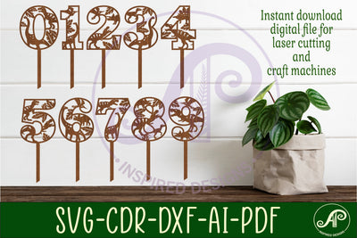 Dinosaur number cake toppers SVG cut files SVG APInspireddesigns 