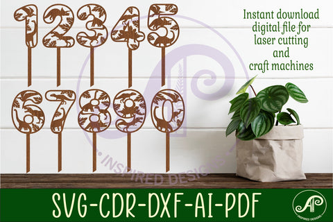 Dinosaur number cake toppers SVG cut files SVG APInspireddesigns 