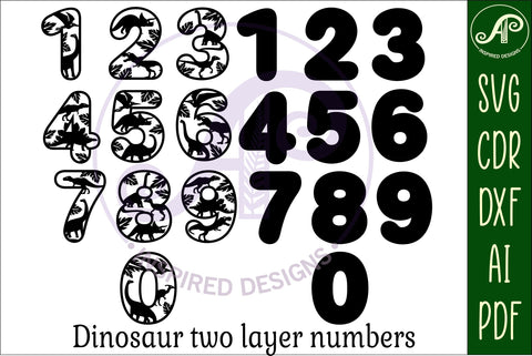 Dinosaur number two layer wall sign SVG cut files SVG APInspireddesigns 