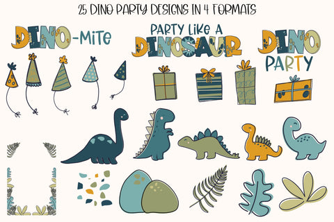 Dinosaur Party SVG Bundle, Dino Birthday Invitation SVG Files for Cricut, Cute Dinosaur PNG for Sublimation, Favors SVG Designing Digitals 