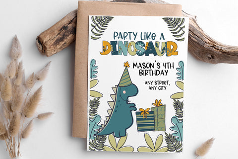 Dinosaur Party SVG Bundle, Dino Birthday Invitation SVG Files for Cricut, Cute Dinosaur PNG for Sublimation, Favors SVG Designing Digitals 