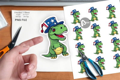Dinosaur Patriotic Sticker Sublimation artnoy 