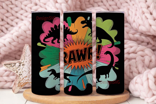 Dinosaur Rawr! 20oz Tumbler Wrap Sublimation DesignSVG 