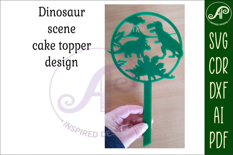 Dinosaur scene cake topper SVG laser cut SVG APInspireddesigns 