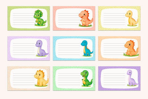 Dinosaur School Notebook Labels Sublimation KMarinaDesign 