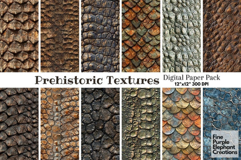 Dinosaur Skin Scale Texture Digital Paper - Prehistoric Jurassic Digital Pattern Fine Purple Elephant Creations 