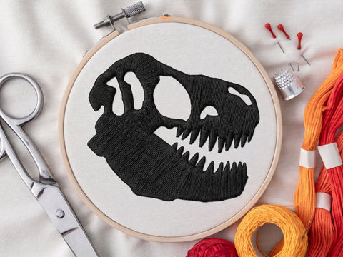 Dinosaur Skull Embroidery Design, T Rex Skull Machine Embroidery Pattern, Prehistoric Dinosaur Embroidery File, Dino Skull Embroidery Embroidery/Applique DESIGNS DesignDestine 