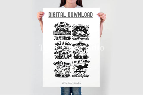 Dinosaur SVG Bundle, Dino Quotes Svg Png SVG TonisArtStudio 