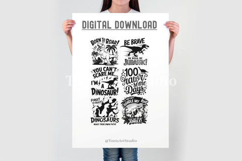 Dinosaur SVG Bundle, Dino Quotes Svg Png SVG TonisArtStudio 