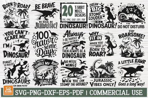 Dinosaur SVG Bundle, Dino Quotes Svg Png SVG TonisArtStudio 