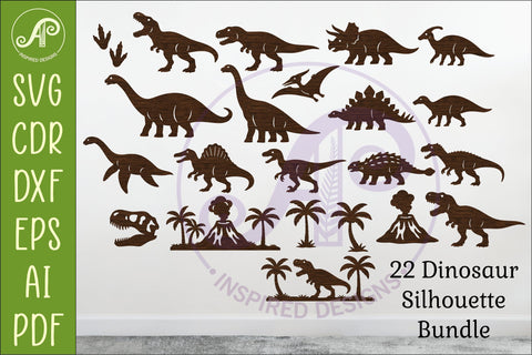 Dinosaur SVG Bundle for Laser Cutting SVG APInspireddesigns 