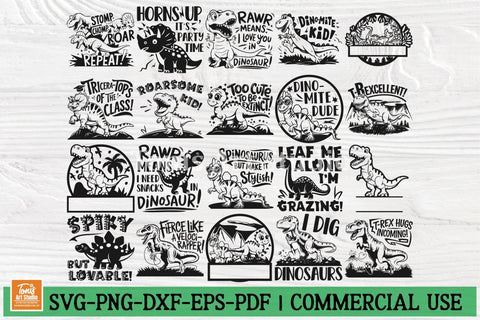 Dinosaur SVG Bundle | Funny T-Rex, Velociraptor, Triceratops, Kids Dinosaur Quotes, Digital Download for Cricut, Silhouette, PNG, DXF SVG TonisArtStudio 