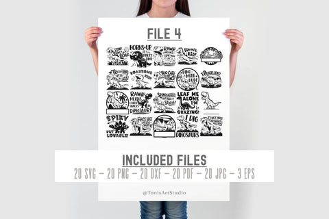 Dinosaur SVG Bundle, Kids Dinosaur Svg, Funny Dino Quotes, 80 T-Shirt Designs SVG TonisArtStudio 