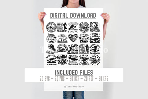 Dinosaur SVG Designs, T-Rex Roar SVG, Funny Dinosaur Bundle SVG TonisArtStudio 
