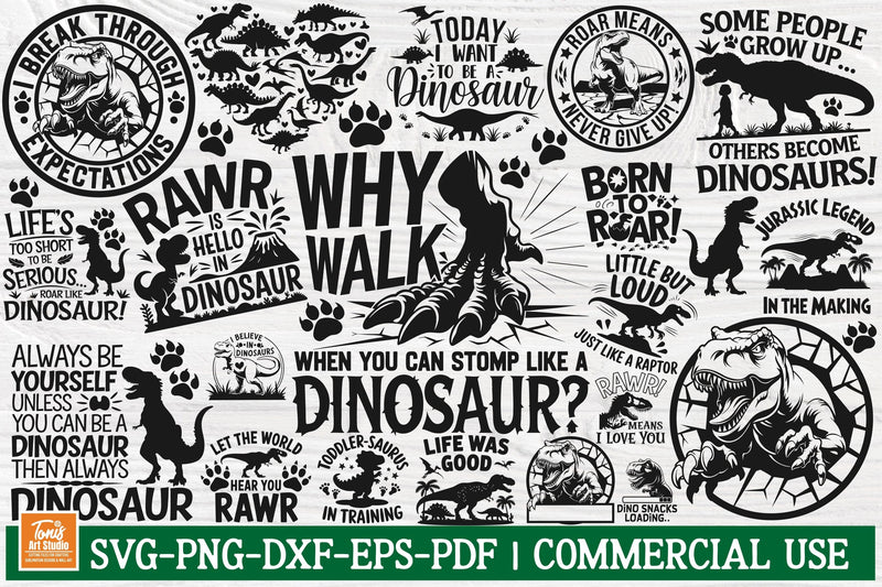 Dinosaur SVG Designs, T-Rex Roar SVG, Funny Dinosaur Bundle SVG TonisArtStudio 