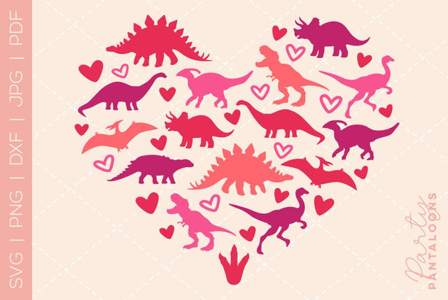 Dinosaur svg, happy valentines day svg, valentines design svg, valentines heart svg, valentines hearts svg, svg files for valentines SVG Partypantaloons 