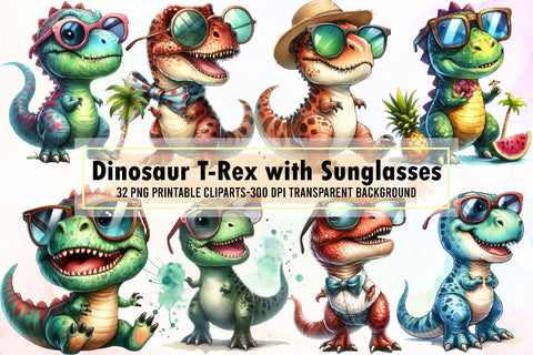 Dinosaur T-Rex with Sunglasses Sublimation designartist 