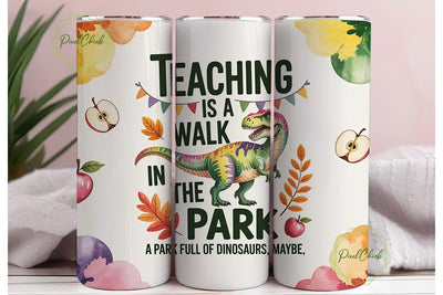 Dinosaur Teacher 20oz Tumbler Wrap Sublimation PixelChick 
