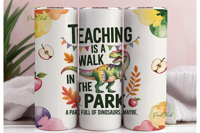 Dinosaur Teacher 20oz Tumbler Wrap Sublimation PixelChick 